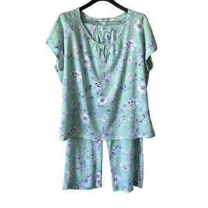 Charter Club Women's 2-Piece Pajama Set, Garden Hydrangea, 1X